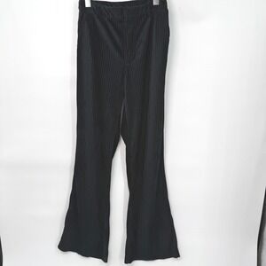 Urban Outfitters Plisse Pleated Trousers Women 4 Black 70s Flowy Minimalist